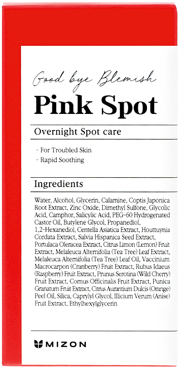 Serum do stosowania miejscowego przeciw trądzikowi na noc - Mizon Pink Spot Good Bye Blemish Overnight Spot Care — Zdjęcie N2