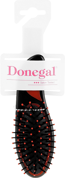 Szczotka do włosów, mała, 9002, czarno-czerwona - Donegal — Zdjęcie N1