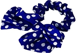 Gumka do włosów z kokardką, niebieska w białe kropki - Lolita Accessories — Zdjęcie N1