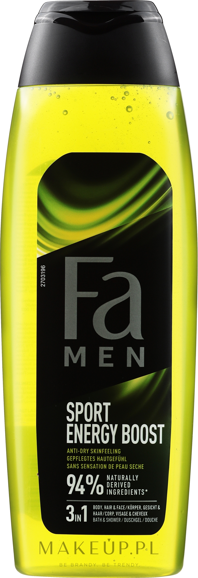 Żel do mycia ciała, twarzy i włosów 3 w 1 Guarana i żeń-szeń - Fa Men Sport Energy Boost — Zdjęcie 750 ml