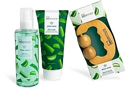 Zestaw - IDC Institute Aloe Vera Massage Gift Set (b/oil/250 ml + b/lot/200 ml + roller/1 pcs) — Zdjęcie N2