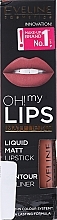 PRZECENA! Zestaw: matowa pomadka w płynie i konturówka - Eveline Cosmetics Oh! My Lips (lipstick 4,5 ml + lip/pen 1 g) * — Zdjęcie N1