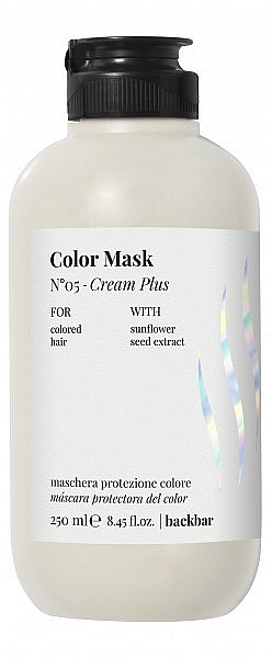 Lekka maska ​​ochronna do włosów farbowanych - Farmavita Back Bar No5 Color Mask Cream Plus — Zdjęcie N1