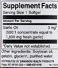 Suplement diety Olej czosnkowy, 1500 mg - Swanson Garlic Oil — Zdjęcie N4