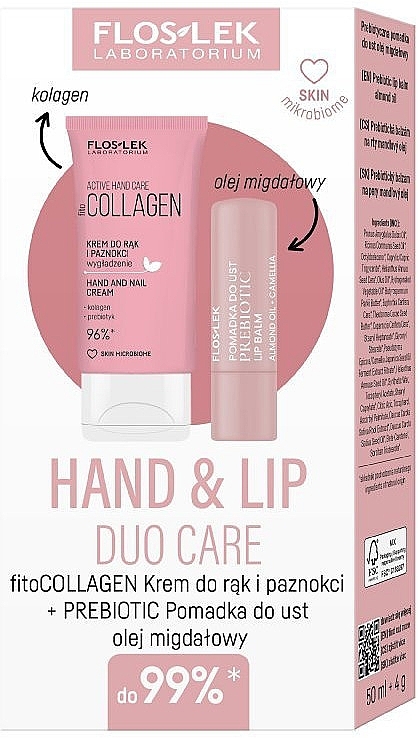 Zestaw - Floslek Hand & Lip Duo Care Fitocollagen (h/cr/50ml + lip/balm/4g) — Zdjęcie N1