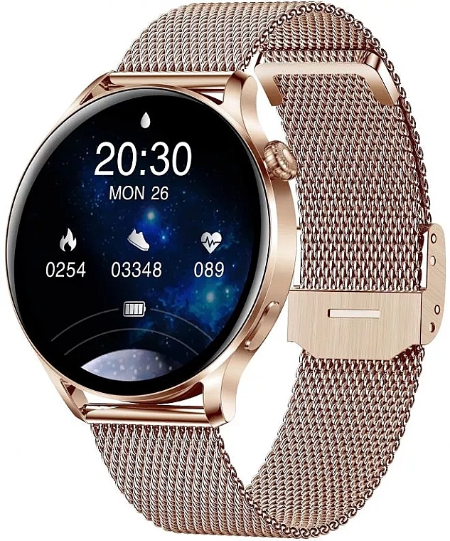 Inteligentny zegarek dla kobiet, złota stal - Garett Smartwatch Lady Elegance RT — Zdjęcie N1