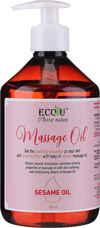 Olejek do masażu z olejem sezamowym - Eco U — Zdjęcie N1