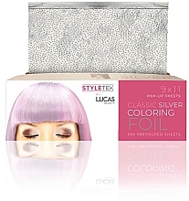 Kup 	Folia do włosów umożliwiająca łatwe dozowanie pojedynczych arkuszy, srebrna - StyleTek