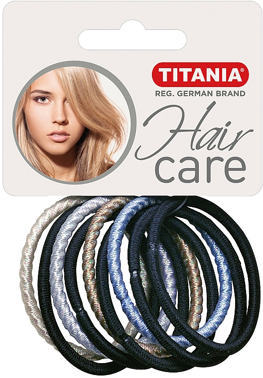 Gumki do włosów, 9 szt., kolorowe - Titania Hair Care — Zdjęcie N1