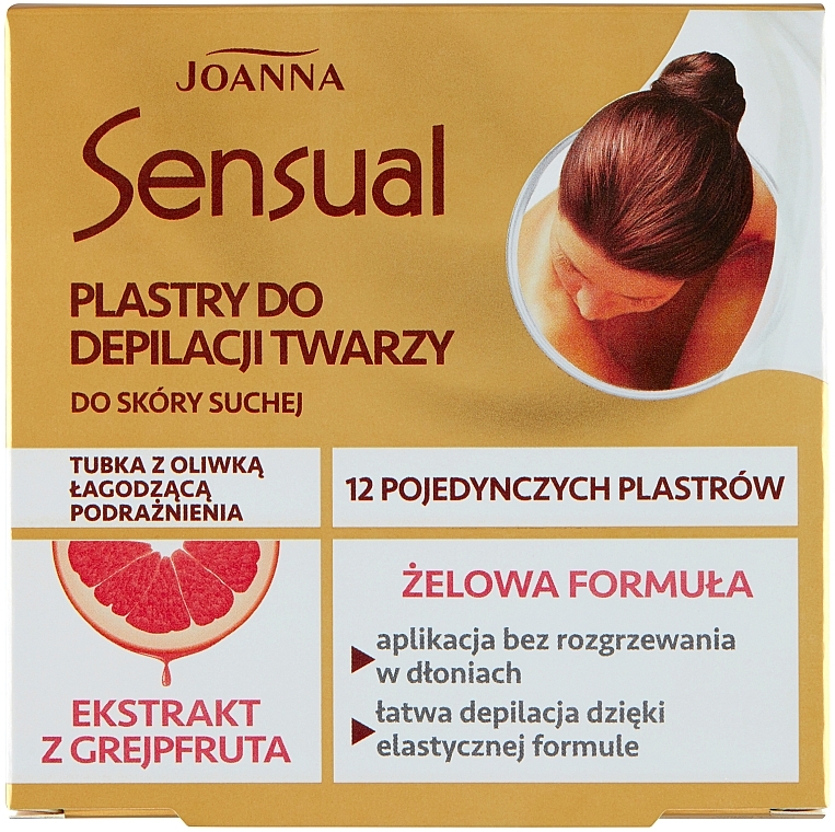 Plastry z woskiem do depilacji twarzy z ekstraktem z grejpfruta - Joanna Sensual Gel Wax Face Strips