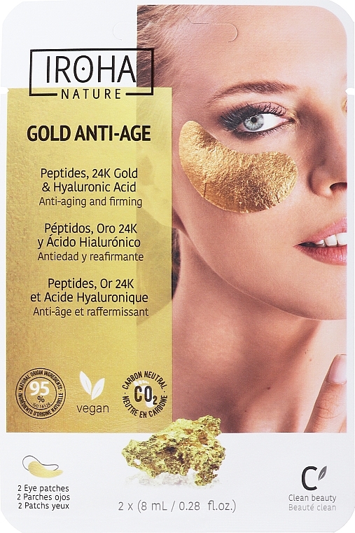 Ekstraujędrniające płatki pod oczy Złoto i kolagen - Iroha Nature Gold + Collagen Extra Firmness Eyes Patches — Zdjęcie N1