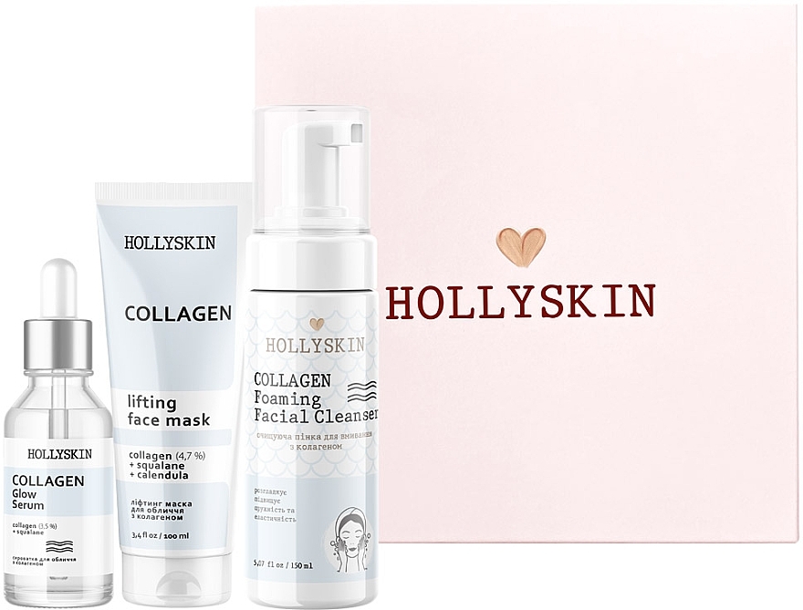 Zestaw - Hollyskin Collagen Intensive Care (mask/100ml + foam/150ml + ser/50ml) — Zdjęcie N2