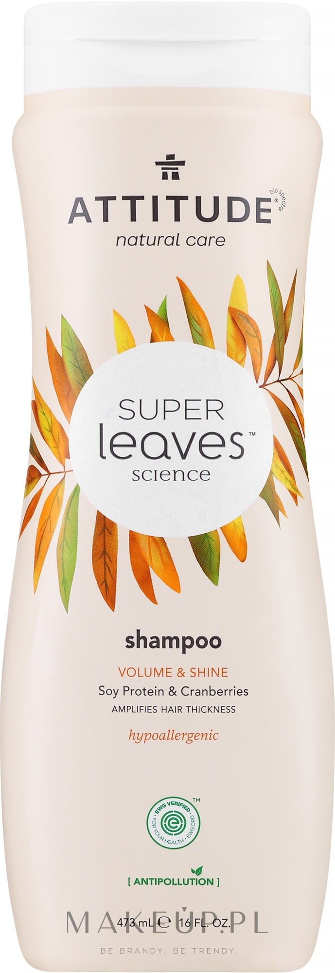 Szampon do włosów nadający objętość z żurawiną i proteinami soi - Attitude Super Leaves Volume & Shine Soy Protein & Cranberries Shampoo — Zdjęcie 473 ml