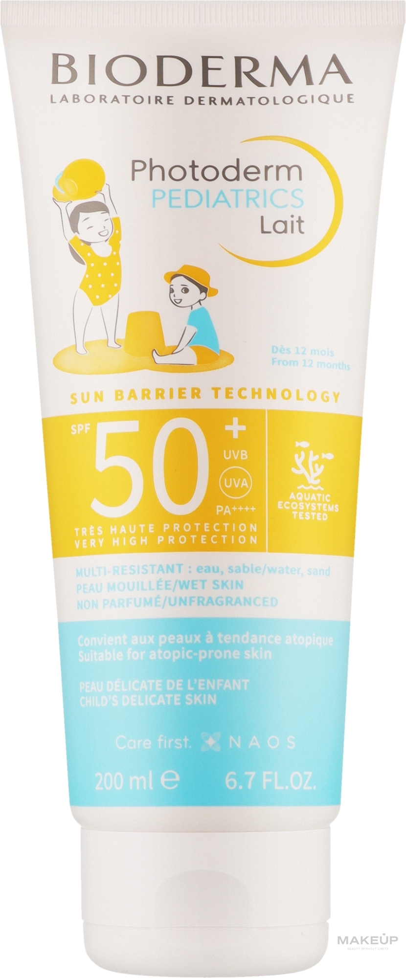 Mleczko do twarzy i ciała z filtrem przeciwsłonecznym dla dzieci - Bioderma Photoderm Pediatrics Lait SPF50+ — Zdjęcie 200 ml