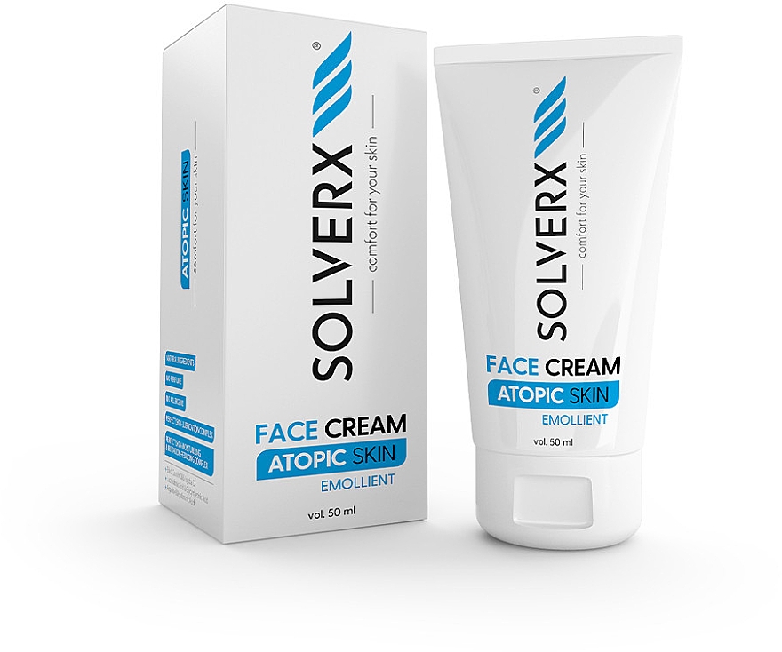 Krem do twarzy do skóry atopowej - Solverx Atopic Skin Face Cream — Zdjęcie N1