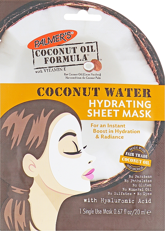 Nawilżająca maska do twarzy w płachcie - Palmer's Coconut Oil Formula Coconut Water Hydrating Sheet Mask — Zdjęcie N1