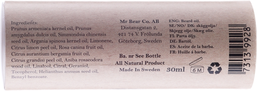 Olejek do brody - Mr Bear Family Brew Oil Citrus — Zdjęcie N3