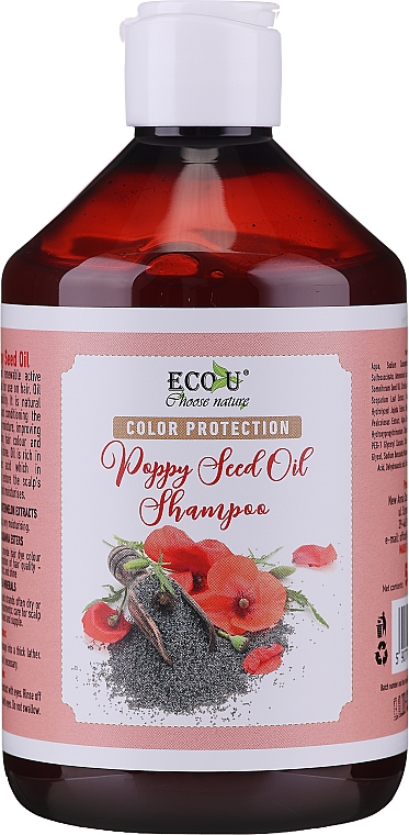 Szampon chroniący kolor włosów farbowanych z olejem z nasion maku - Eco U Poppy Seed Oil Shampoo — Zdjęcie N1