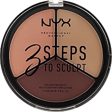 PRZECENA! Paletka do konturowania twarzy - NYX Professional Makeup 3 Steps To Sculpt Face Sculpting Palette * — Zdjęcie N1