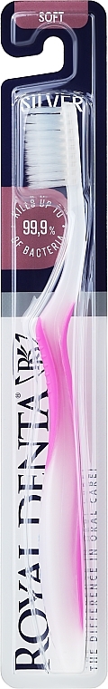 Miękka szczoteczka do zębów z nanocząstkami srebra, różowa - Royal Denta Silver Soft Toothbrush — Zdjęcie N1