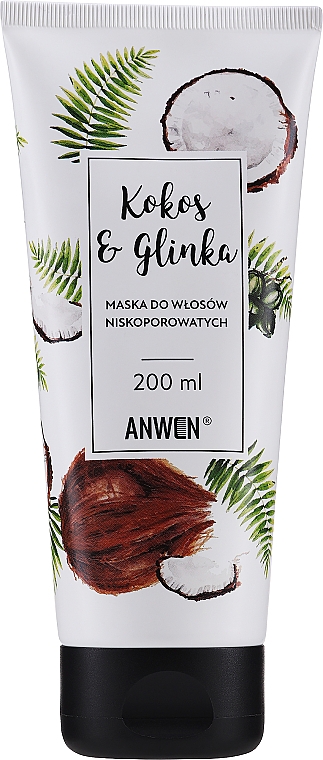 Maska do włosów niskoporowatych (tuba) - Anwen Low-Porous Hair Mask Coconut and Clay — Zdjęcie N1