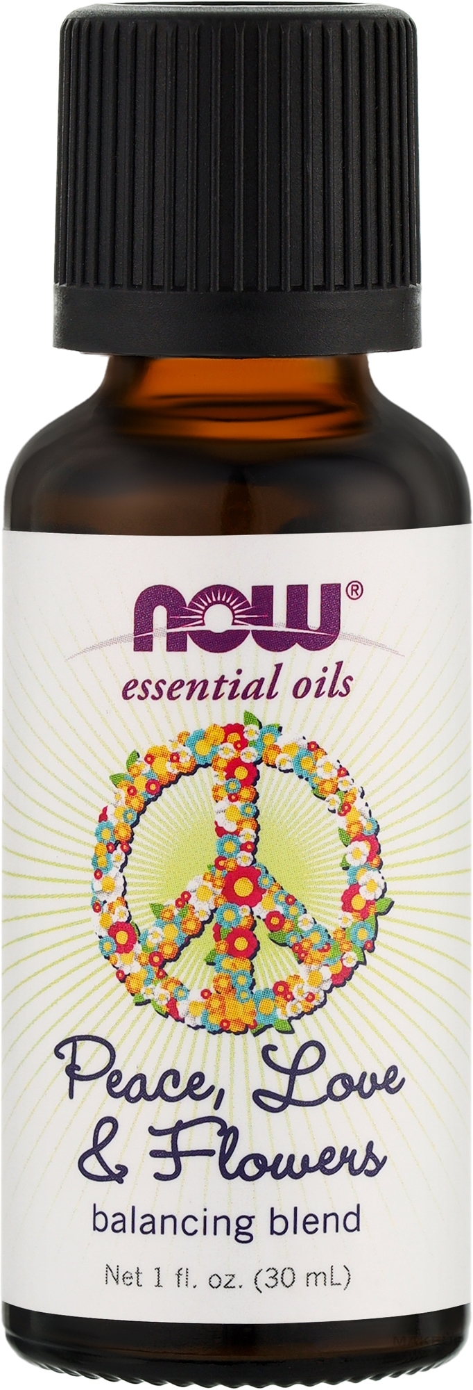 Mieszanka olejków eterycznych - Now Foods Essential Oils Peace-Love & Flowers Balancing Blend — Zdjęcie 30 ml