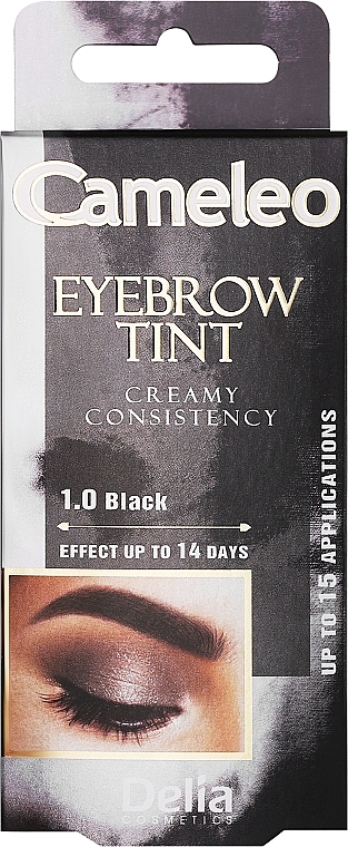 Krem do koloryzacji brwi (czarny) - Delia Eyebrow Tint Cream Cameleo 1.0 Black — Zdjęcie N1