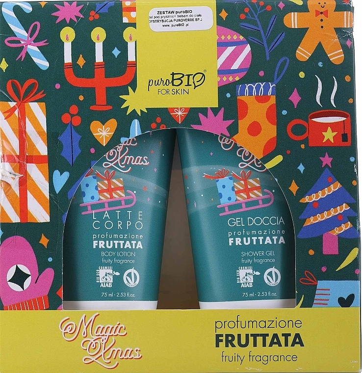 PRZECENA! Zestaw - PuroBio Cosmetics Magic Xmas Fruttata Kit (sh/gel/75ml + b/lot/75ml) * — Zdjęcie N2