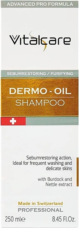 Szampon regulujący sebum z ekstraktami z łopianu i pokrzywy - Vitalcare Professional Made In Swiss Dermo-Oil Shampoo — Zdjęcie N1