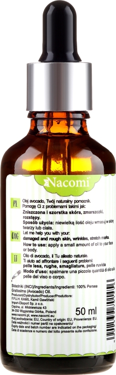 Olej z awokado z pipetą - Nacomi Avocado Oil — Zdjęcie N2
