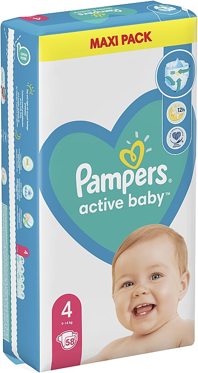 Pampers Active Baby 4 pieluchy (9-14 kg), 58 szt. - Pampers — Zdjęcie N3