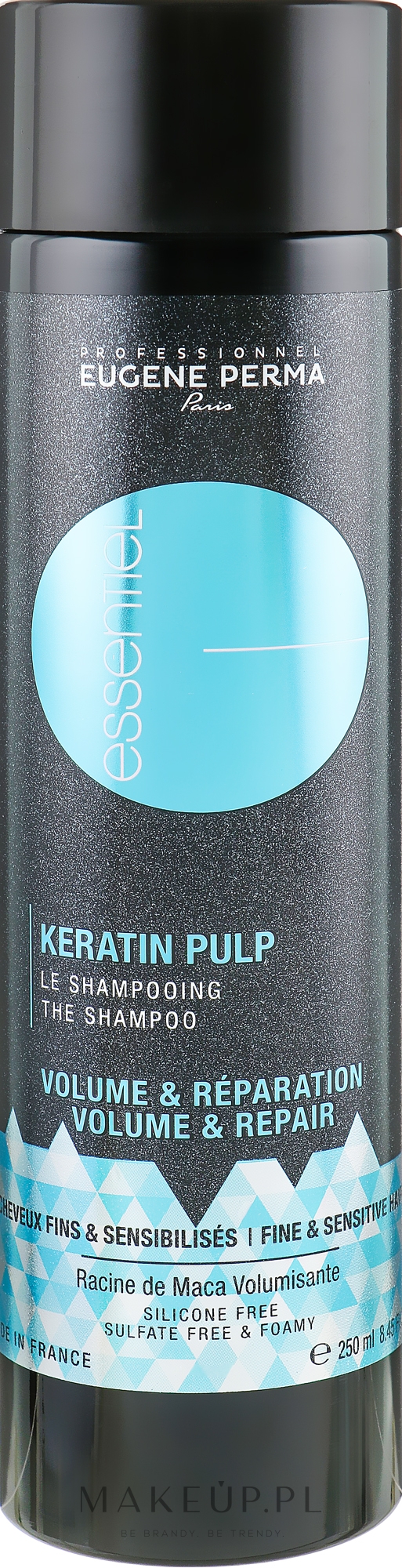 Szampon zwiększający objętość włosów cienkich i zniszczonych - Eugene Perma Essentiel Keratin Pulp Control Volume&Repair — Zdjęcie 250 ml
