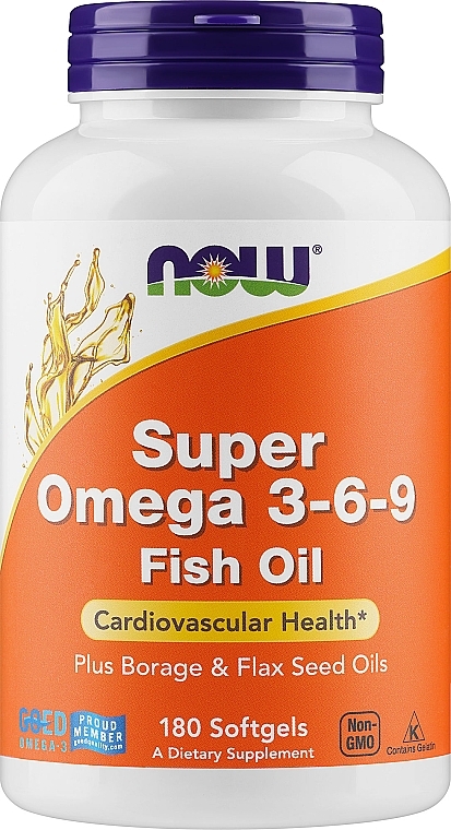 Kwasy tłuszczowe Omega 3-6-9, 1200 mg - Now Foods Super Omega 3-6-9 1200 mg — Zdjęcie N1