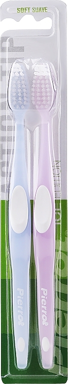 Szczoteczka do zębów, miękka, niebieska + liliowa - Pierrot Action Tip Soft — Zdjęcie N1