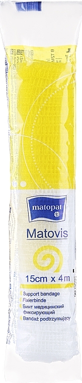 Bandaż medyczny mocujący, wykonany z poliestru, 15 cm x 4 m - Matopat Matovis — Zdjęcie N1