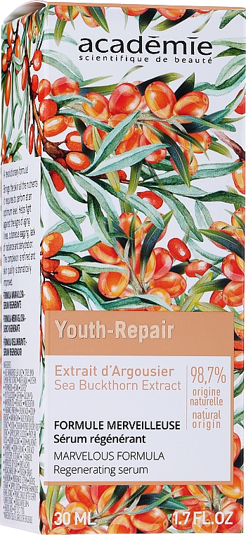 Regenerujące serum do twarzy z ekstraktem z rokitnika - Academie Youth Repair Regenerating Serum — Zdjęcie N1