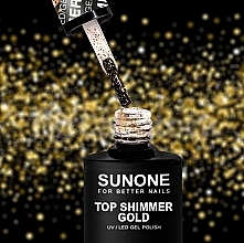 Top z połyskiem do lakieru hybrydowego - Sunone Top Shimmer Gold — Zdjęcie N4