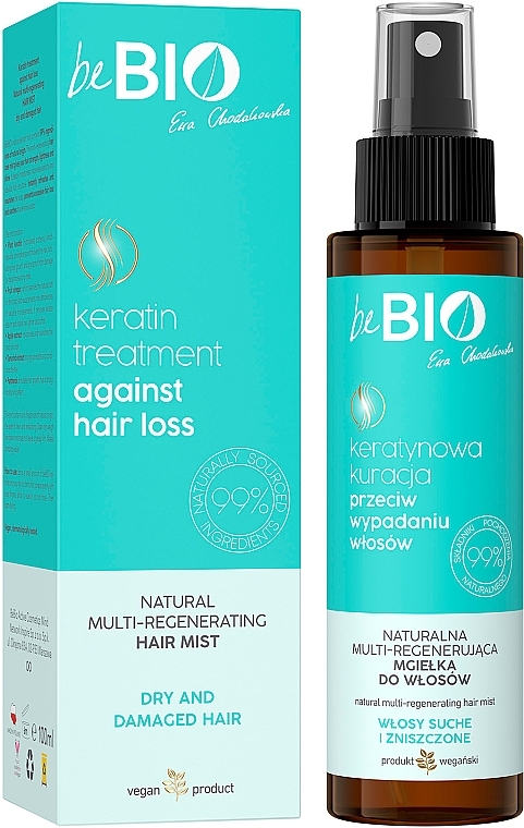 Naturalna muliti-regenerująca mgiełka do włosów - BeBio Natural Multi-Regenerating Mist For Dry And Damaged Hair — Zdjęcie N1