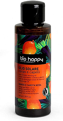 Olejek do opalania do włosów i ciała Mango i czarna marchewka - Bio Happy Hair & Body Tanning Oil Mango And Black Carrot — Zdjęcie N1