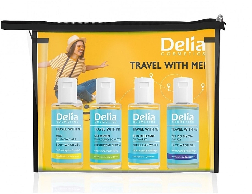 Zestaw 4 mini produktów w kosmetyczce - Delia Travel With Me! — Zdjęcie N1