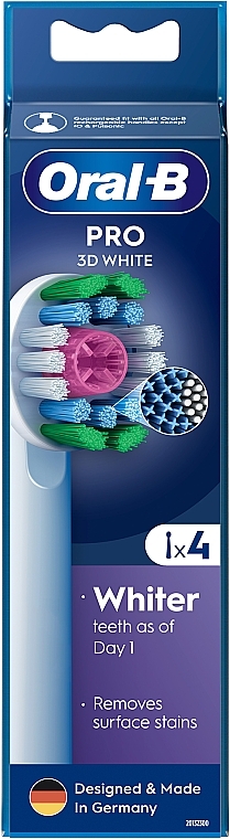 Wymienne końcówki do elektrycznej szczoteczki do zębów, 4 szt. - Oral-B Pro 3D White — Zdjęcie N1