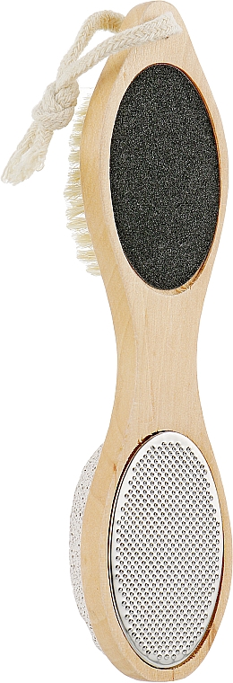 Szczotka z pumeksem do pedicure na drewnianej podstawie, S-FL4-38, 4-w-1, 20cm - Lady Victory — Zdjęcie N2