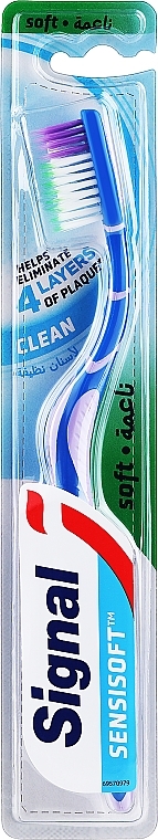 Miękka szczoteczka do zębów, niebiesko-liliowa - Signal Sensisoft Clean Soft — Zdjęcie N1