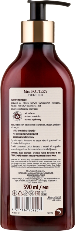 Odżywka do włosów Potrójna moc ziół - Mrs. Potter's Helps To Hydrate Hair Conditioner — Zdjęcie N2