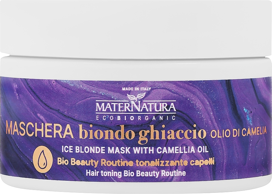 Maska tonizująca do włosów blond z olejkiem kameliowym - MaterNatura Toning Mask Blonde Hair Ice Camellia Oil — Zdjęcie N1