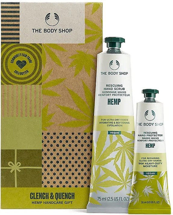Zestaw - The Body Shop Clench & Quench Hemp Handcare Gift (h/scr/75ml + h/cr/30ml) — Zdjęcie N1