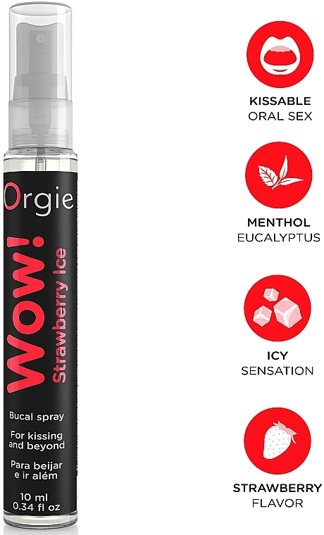 Spray do seksu oralnego - Orgie Wow! Strawberry Ice Bucal Spray — Zdjęcie N2
