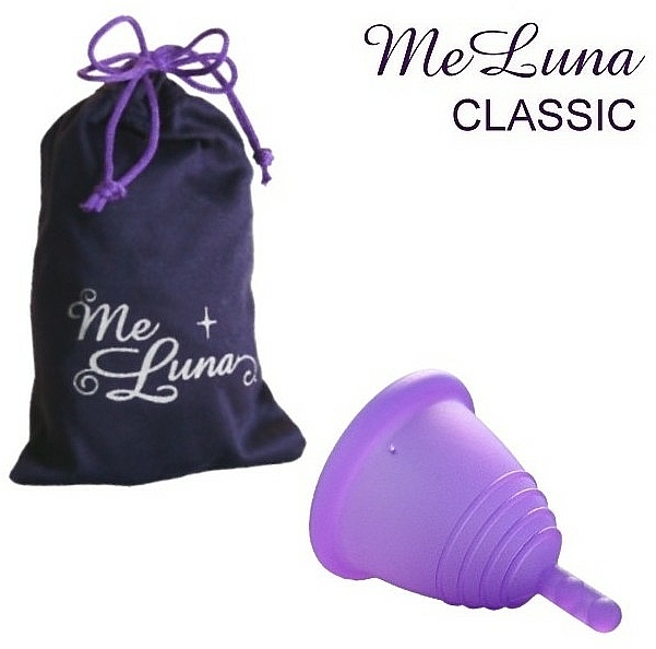 Kubeczek menstruacyjny, rozmiar S, fioletowy - MeLuna Classic Shorty Menstrual Cup Stem — Zdjęcie N1