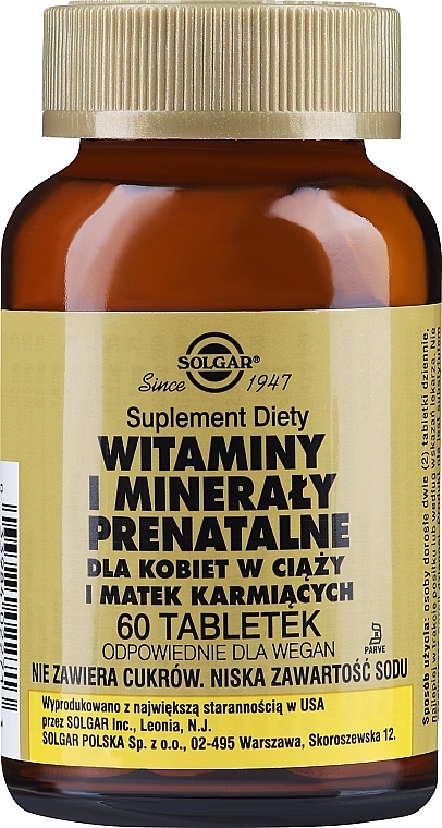 Kompleks multiwitaminowo-mineralny dla kobiet w ciąży i karmiących - Solgar Prenatal Nutrients Multivitamin & Mineral — Zdjęcie N1