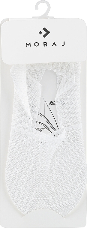 Damskie krótkie skarpetki z koronkowym wykończeniem, białe, 1 para - Moraj — Zdjęcie N1